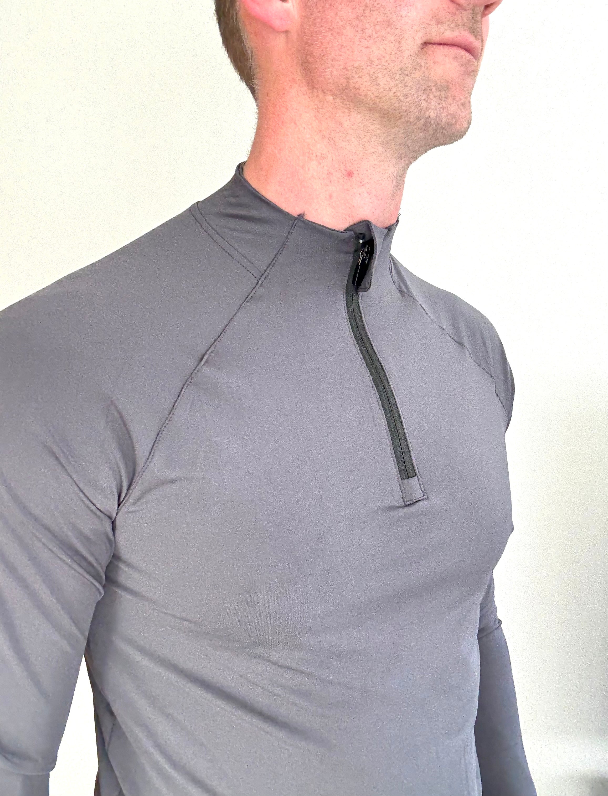 Men's Quarter Zip Top - Slate Grey