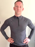 Men's Fitted Quarter Zip Top - Slate Grey