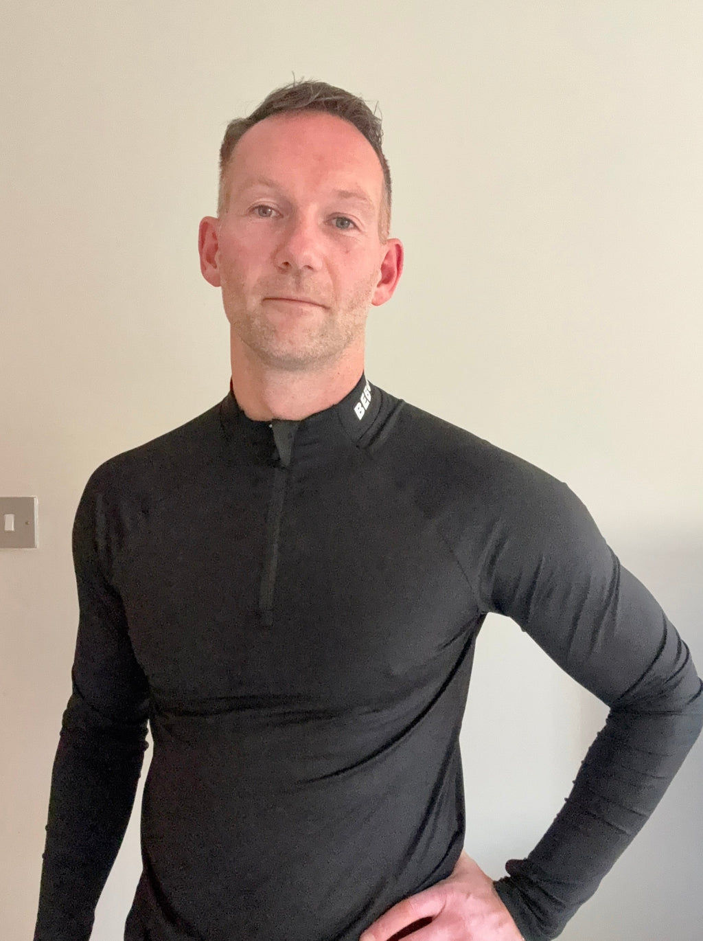 Men's Fitted Quarter Zip Top - Black